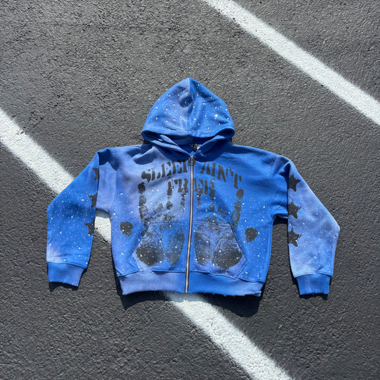 Blue handprint zip