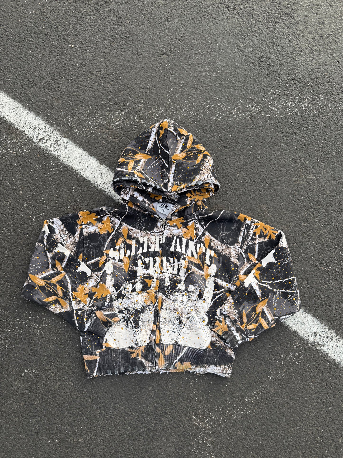 Black Camo handprint Zip-Up